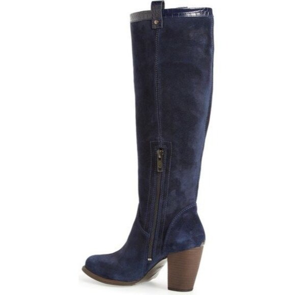 Ugg Ava Croco‎ Tall Heeled Suede Boots Size 7.5 - Picture 1 of 16